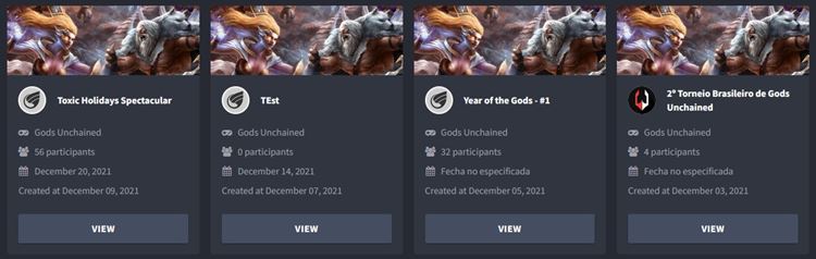 Challonge - Gods Unchained Tournaments December 2021