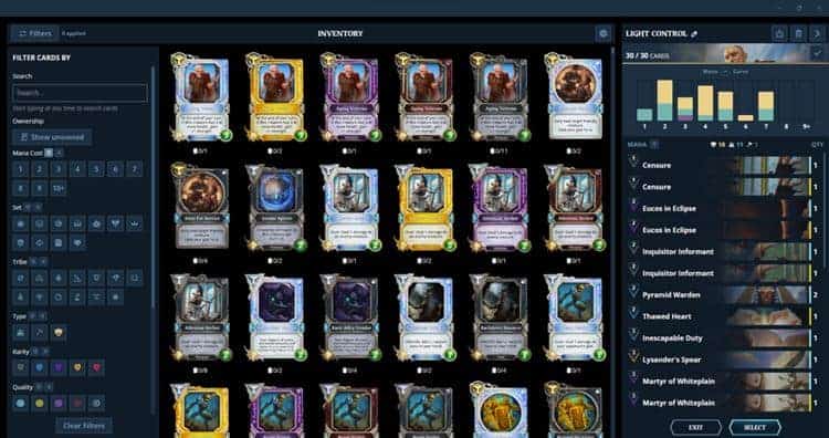 Gods Unchained - Deck builder - Deck View